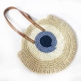thumbnail image 2 of Female's Straw Woven Bag Round Fashion Portable Reusable Home Storage Bags New, 2 of 5