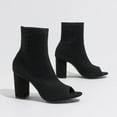 thumbnail image 4 of Mepaouo Peep Toe Booties for Women Knit Chunky Block Heels Sandals Casual Slip On Dress Sock Boots, 4 of 8