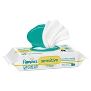 Baby Wipes Pampers Sensitive, Clinically Proven, Fragrance Free, Unscented, Water Based, Hypoallergenic Baby Wipes, Multi-Use Baby Wipes, Hand Wipes 56 Baby Wipes Total (1X Flip-Top Packs)