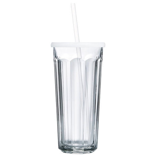 Luminarc 24 Ounce Working Glass with Lids + Straws