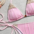thumbnail image 6 of Fewfanhot Womens Bathing Suits Tankinis Textured Halter 2 Piece Triangle Bikini Sets High Cut Bathing Suit Side Tie Swimsuits, 6 of 9