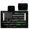 thumbnail image 4 of COEQINE Universal Golf Cart Seat Cover with Bag-Style Fold Design, Includes Carry Handle, Fits Most 2-Seaters, 51.2x30.3 Inch, Quilted Padding & 4 Front Pockets, Black Green American Flag, 4 of 8
