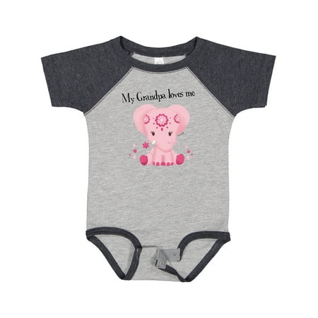 

Inktastic Aditi My Grandpa Loves Me Pink Elephant Beautiful Gift Baby Girl Bodysuit