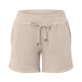 thumbnail image 4 of Women's Double Layered Pleats Maternity Shorts Underbelly Drawstring Elastic Waist Cotton Shorts With Pockets Summer Cute Beach Casual Shorts, 4 of 5