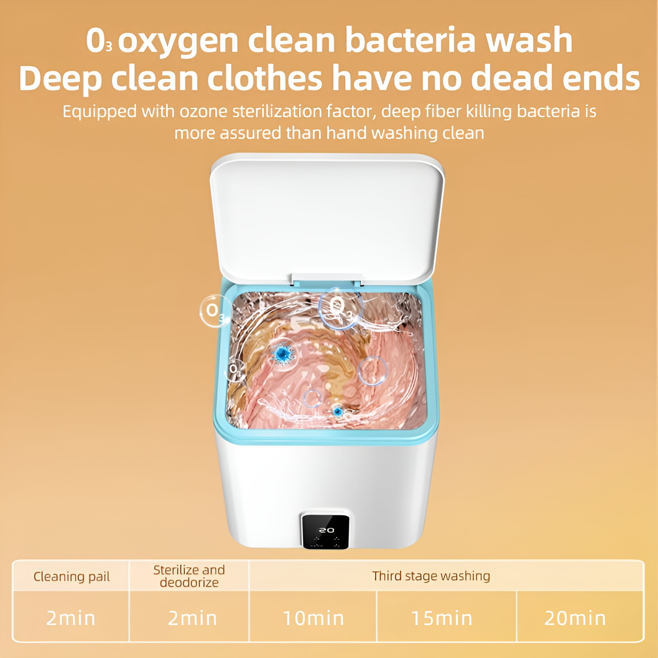 CURYMAY 2026 New Home Decor Small Portable Washing Machine with Blue Light 3.8L Mini Washer Machine 3 Modes Deep Cleaning of Underwear Baby Clothes Or Small Items