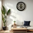 thumbnail image 3 of Unique Bargains Rustic Farmhouse Gear Clock with Moving Gears Wall Clock Black, 3 of 6