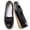 Black, variant on Leather Dressy Flats for Women with Tassel Metal Comfort Lightweight Slip-On Loafers Driving Flats Shoes with Rubber Non Slip Sole Perfect Work Walking Casual Daily Wear