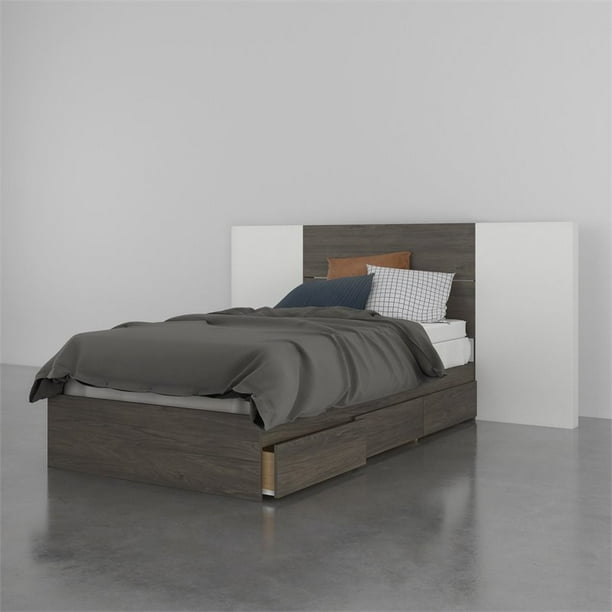 Nexera 3 Piece Twin Size Bedroom Set Bark Grey And White Walmart Com Walmart Com