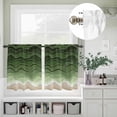 thumbnail image 5 of Kitchen Window Curtains Valance and Tier Set, Dark Light Green Water Ripple Rod Pocket Tier Curtain Valance Set, Abstract Beach Ocean Waves Light Filtering Cafe Curtains for Bedroom Living Room, 5 of 9