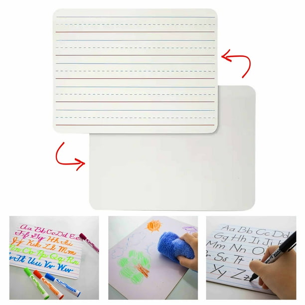 1 Pc BAZIC Double Sided Dry Erase Lap Board Whiteboard Ruled Blank Side
