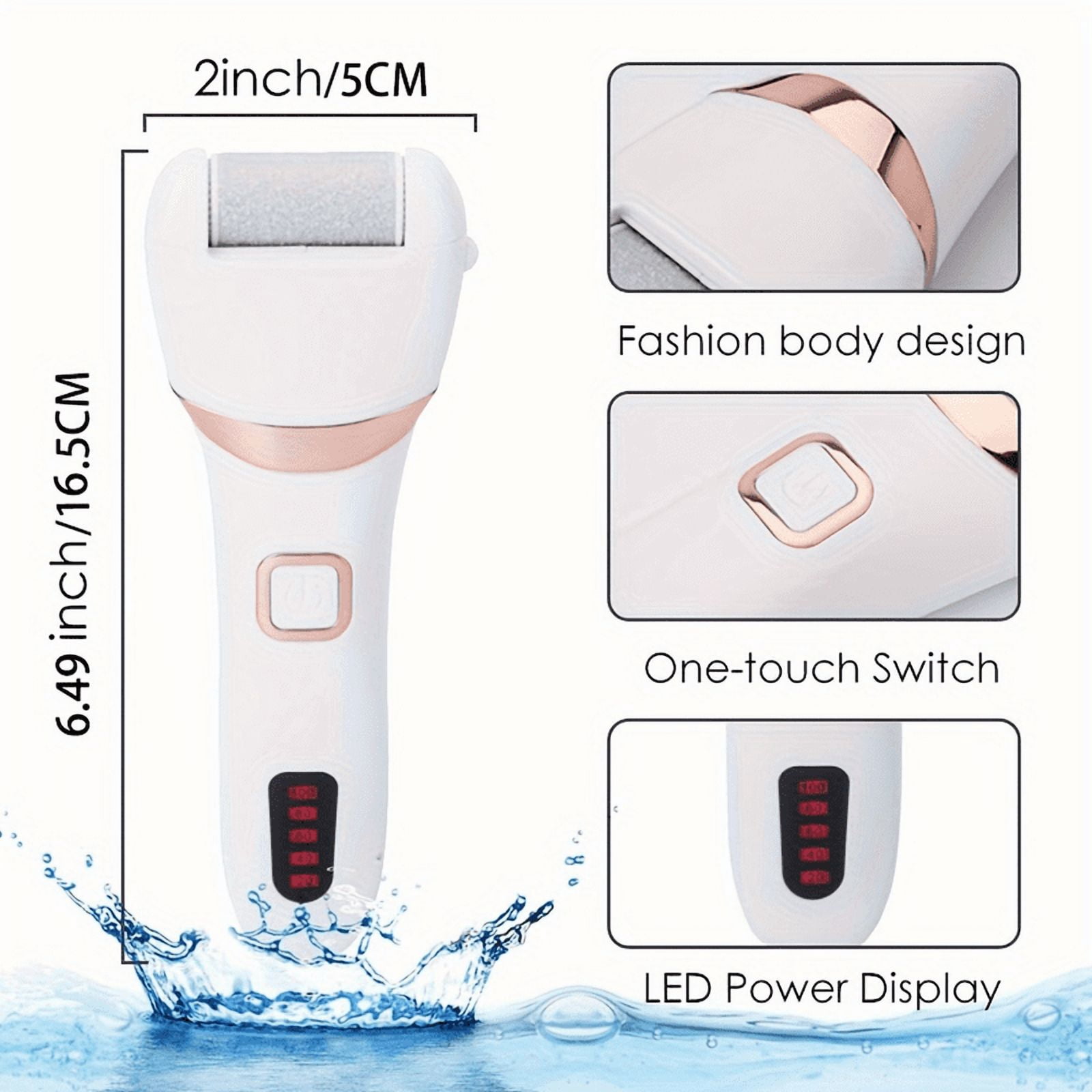 Dr.pedi Electric Foot Callus Remover and Pedicure Kit, Rechargeable Foot Grinder with 3 Roller Heads for Dead Skin and Cracked Heels Care