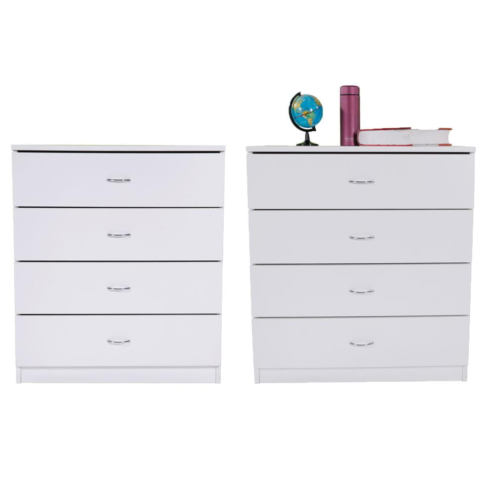Ktaxon Set Of 2 Night Stand 4 Drawers, Bedside Tables And Dresser Set White