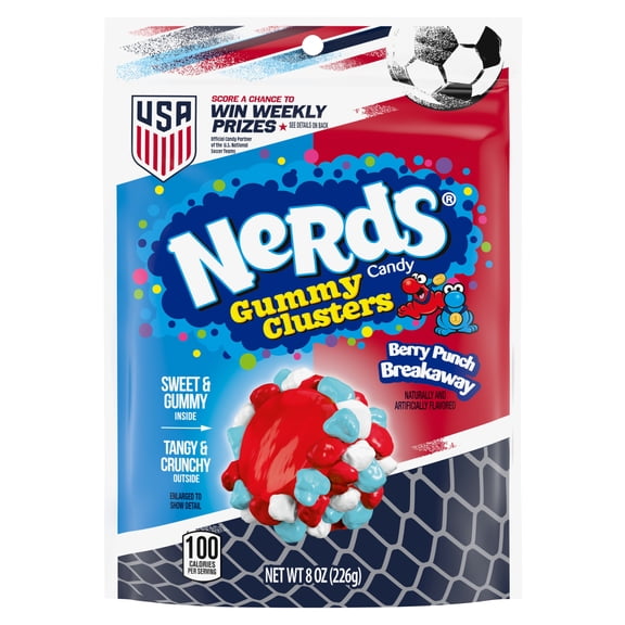 NERDS Gummy Clusters Candy, Berry Punch Breakaway, Summer Gummy Candy, 8 oz