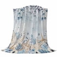 thumbnail image 6 of Blue Beige Coastal Blanket Soft Cozy Warm Twin Blanket for Bed, Plush Fuzzy Flannel Fleece Blankets for Sofa, Beach Starfish Summer Eucalyptus Ombre Throw Blankets for Couch, Gifts for Men, 60"x80", 6 of 9