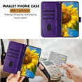 thumbnail image 3 of ELEHOLD Case for iPhone 15 Pro, Sunflower Embossed Leather Wallet Case with Magnetic Closure & Kickstand,Darkpurple, 3 of 6