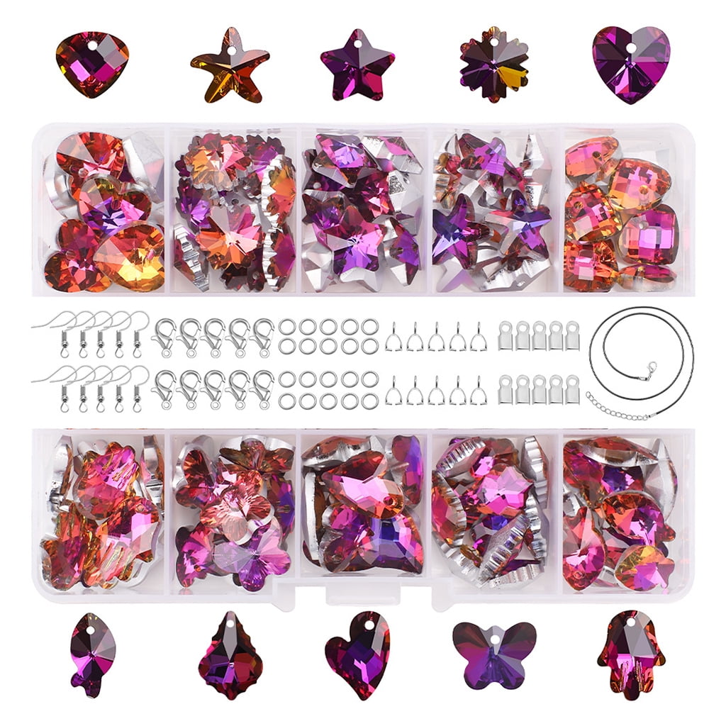 Crystal Beads Pendant Gems for Jewelry Making Purple