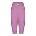 thumbnail image 3 of SNKSDGM Women's Plus Womens Linen Pants Black Pants for Women Petite Plus Capris for Women Casual Print Pants High Waist Bottom Drawstring Joggers Casual Pants, 3 of 5