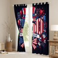 thumbnail image 3 of Manfei Usa Flag 250 Print Blackout Curtains Set of 2 (52x84 Each),Bow Flower Curtain,Red White Navy, 3 of 7