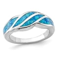 thumbnail image 1 of Lab Created Blue Opal Inlay Wave Ring in Sterling Silver, 1 of 4