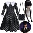 thumbnail image 1 of 2023 Película Miércoles Addams Vestido para Niñas, Disfraz de Halloween Miércoles Addams, Disfraces de Cosplay para Niños, 1 of 3
