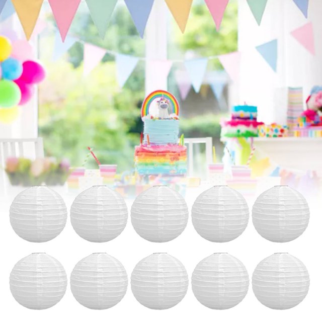 Round Paper Lanterns, Round Hand Painted Paper Lanterns Birthday Gift Pure White Practical For Wedding For Party For