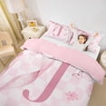 thumbnail image 3 of Erosebridal Dreamy Princess Bowknot Kids Twin Bedding,Pink Monogrammed J Duvet Cover Set For Girls,Reversible pink,2 Pieces(No Comforter), 3 of 6