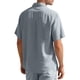 thumbnail image 4 of Blusa y camisa de manga corta con cuello vuelto para hombre, de verano, de color liso, de manga corta, con solapa y botones, estilo cárdigan, con bolsillo, blusa de moda, camisa de poliéster para homb, 4 of 9