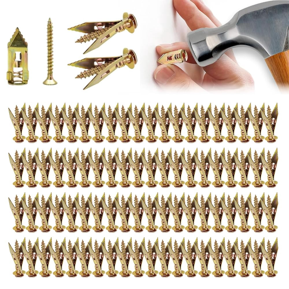 CONFAST Zinc Self-Drilling Drywall Anchor Kit – 50 Anchors + 50 #8 Screws, Hollow-Wall, 50 Lbs Shear Capacity