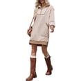 thumbnail image 6 of Women Casual Long Sleeve Sweatshirt Dress Quaeter Zipper Lapel Loose Mini Dresses, 6 of 7