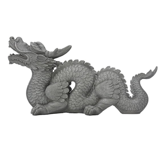 Galt International 28" Long Asian Dragon Stone Look Garden Statue