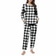 thumbnail image 2 of Conjunto de top y pantalones de poliéster con bolsillos largos y estampado de cuello redondo informal para mujer, 2 of 5