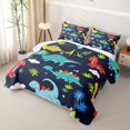 thumbnail image 3 of Feelyou Jungle Dino Twin Quilt Set for Boys Girls, Tropical Wildlife Twin Coverlet Set, Navy, 2 Pieces, 3 of 7