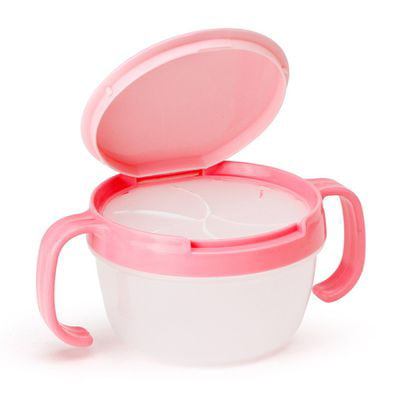 KABOER Baby Snack Container with Attached lid and Soft Spill-Proof Guard Cute BPA-Free Double Handle Spill Proof