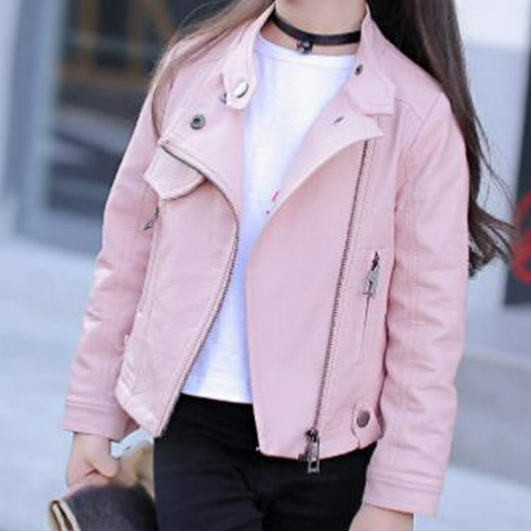 Zwiiyzr 2025 4-13 Years Spring And Fall Girls Lapel Leather Zwiiyzr 2025 4-13 Years Spring And Fall Girls Lapel Leather