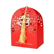 Panda Superstore Laser Cut Favor Chinese Wedding Small Candy Box Paper Gift Decorative Boxes, Red - 10 Piece