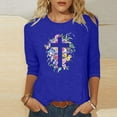 thumbnail image 2 of Blouses pour Femmes T-Shirt Imprimé Manches 3/4 Blouse Col Rond Décontracté, Blouses pour Femmes T-Shirts pour Femmes, Blouses pour Femmes Décontractées, 2 of 4