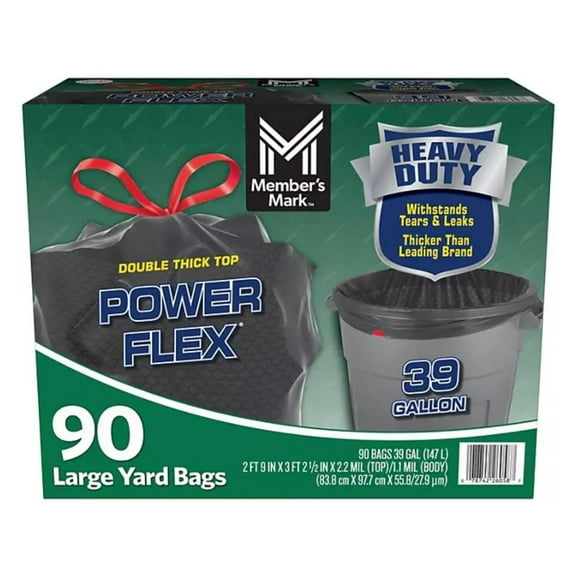 Heavy Duty 39-Gallon Yard Trash Bags, Unscented, 90 ct.