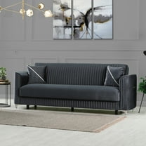 Ottomanson 90" Convertible Sofa Couch for Living Room, Microfiber Modern Sofa Bed with Storage, Gray