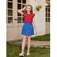 thumbnail image 6 of Arshiner Girls Ruffle Short Sleeve Shirts Cute Summer Frill Neck Pleated Textured Blouse Tops, 6 of 7