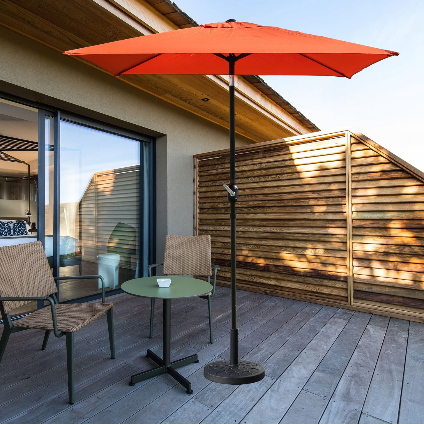 Davee Furniture 6.5 Ft Outdoor Patio Market Umbrella with Base - Orange