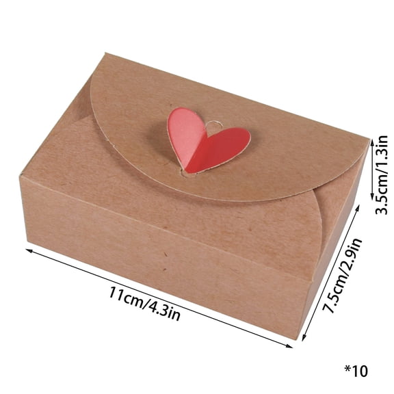 Red Hearts Shaped Valentine’s Day Paper Box Candy Box, 10 Pieces Per Pack, 4.3x1.9x1.3 Inches Each, For Party Favors Gift Packaging Desktop Storage