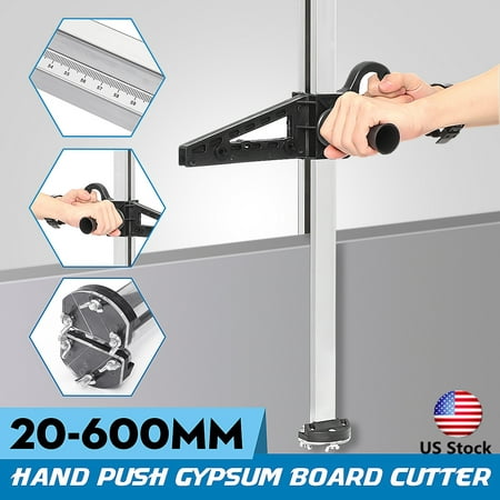 Manual High Accuracy Portable Gypsum Board Cutter Hand Push Drywall Cutting Artifact Tool with Double Blade & 4 Bearings 20-600mm Cutting Range Stainless Steel