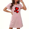 thumbnail image 1 of Camisón corto de San Valentín para mujer, talla grande, estampado en el pecho, cuello redondo, manga corta, 1 of 3