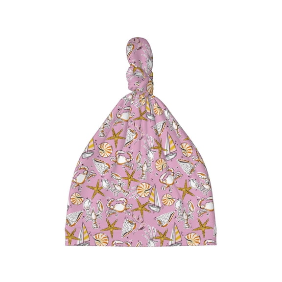 Picia Seafood Printed Preemie Hats for Baby Girls Cotton Premature Knot Hats Newborn Hospital Cap Warm Knot Beanie Nicu for Preemie Girls and Boys