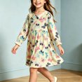 thumbnail image 6 of Wilark Girls Cotton Dress Cute Casual Printed Long Sleeve Fall A Line Dress Yellow 5, 6 of 9