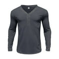 thumbnail image 5 of Miluxas Mens Henley Long Sleeve Shirts Front Placket Casual T-Shirts Washed Soft Classic Tee Gray, 5 of 8
