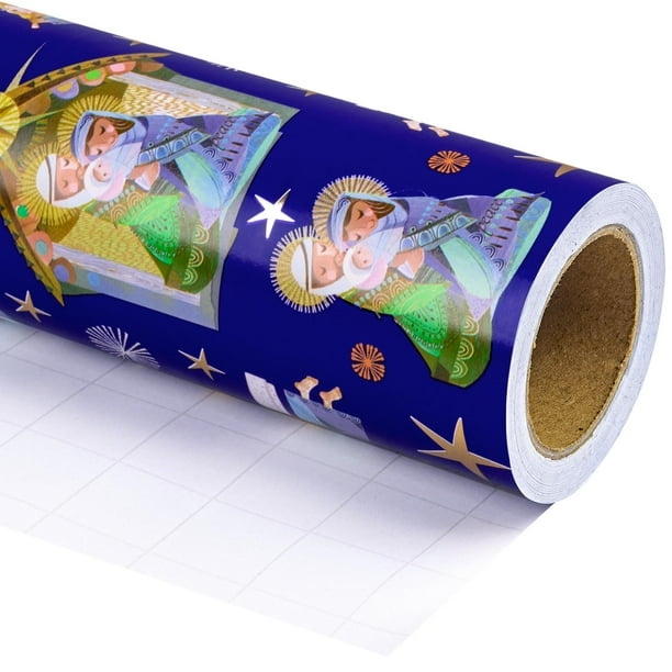 Papel de regalo WRAPAHOLIC, 43 x 10 m, papel navideño con forma de ángel azul