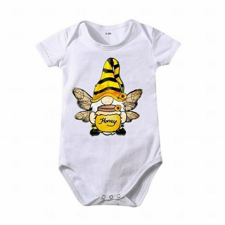

Unisex Baby Onesie Clothing Bee Festival Cartoon Print Short Sleeve Crawl Romper Clothes Children Toddler Cute Daily Play