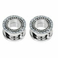 thumbnail image 1 of Ear Tunnels Screw Fit Surgical Steel with Clear and Blue Jewels, 1 of 1
