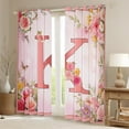 thumbnail image 2 of Homewish Girl Personalized Gifts Curtains Pack of 2 (42x84 Each),Pink Latter K Curtains Blackout,Rustic Flower Butterflies Bedroom Curtains For Girls Teens,Lightweight Room Decoration, 2 of 6